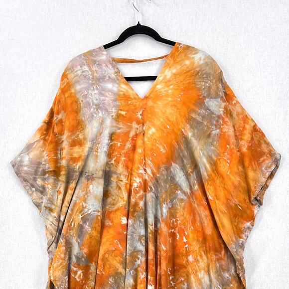 Tie Dye Short Kimono Womens One Size Orange Gray Boho Festival THUNDER TEXTILE - Picture 5 of 10